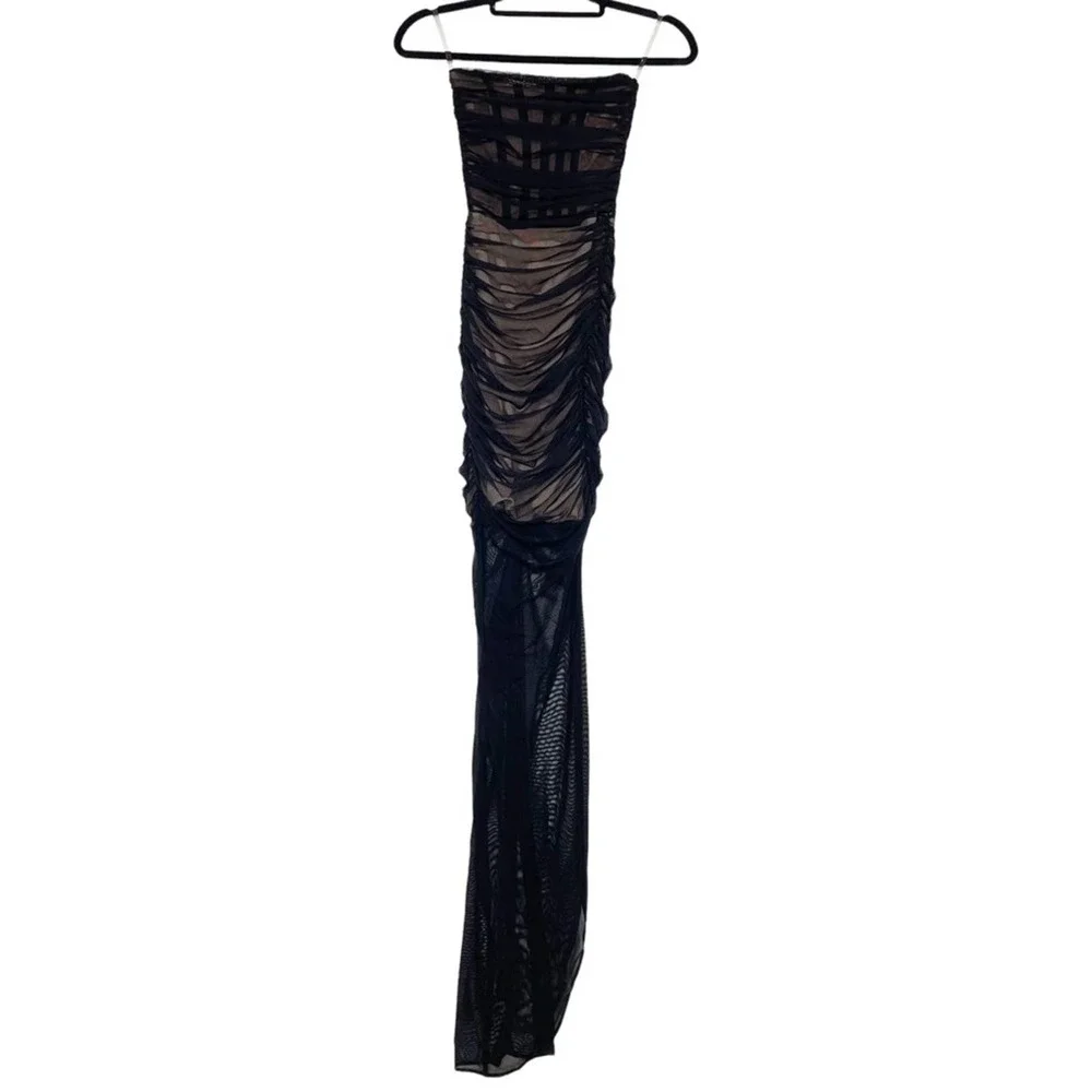 Nookie NWT Black Nude Mesh Strapless Eden Gown - XS - Picture 2 of 12